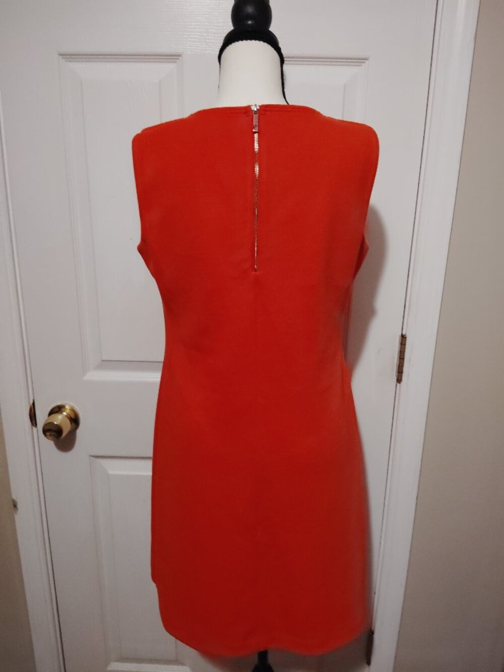 Tommy Hilfiger Women's Elegant Orange Sleeveless Dress Silver Button Neckline. - Picture 4 of 5